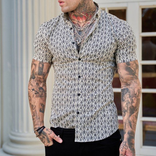  Summer Printing Men Short Sleeve Shirt