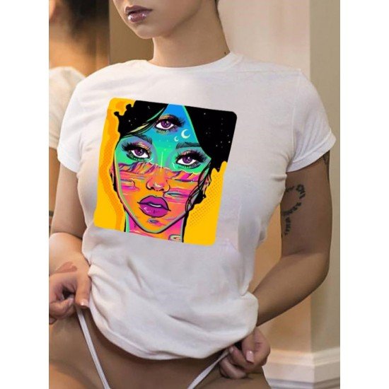 Street Graphic Short Sleeve Ladies T Shirt Tops