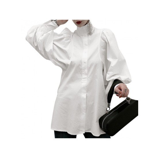 New Designer White Turtle Neck Ladies Blouse