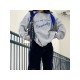 Casual Contrast Color Letter Loose Sweatshirts