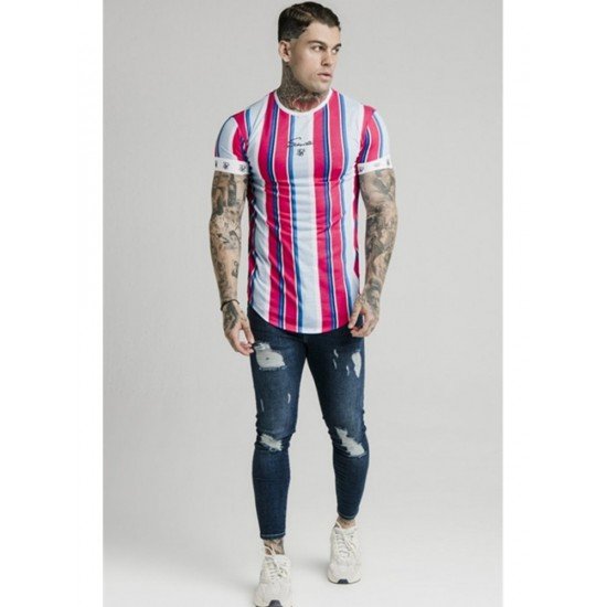  Summer Fashion Striped Contrast Color Men's T-Shirt