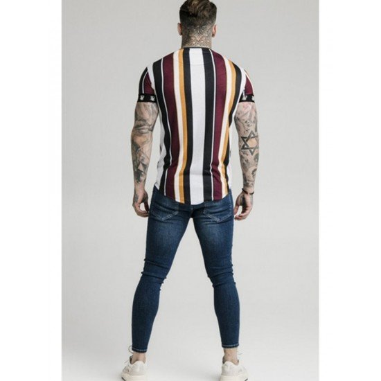  Summer Fashion Striped Contrast Color Men's T-Shirt