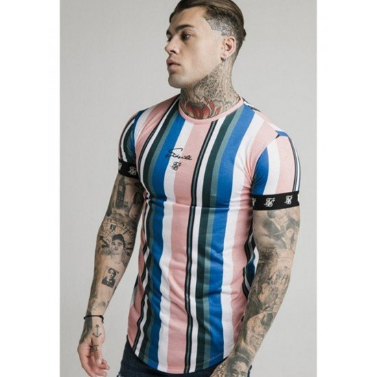  Summer Fashion Striped Contrast Color Men's T-Shirt