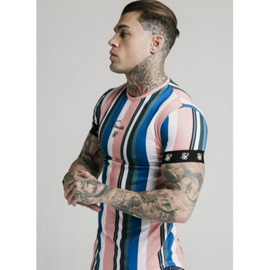  Summer Fashion Striped Contrast Color Men's T-Shirt