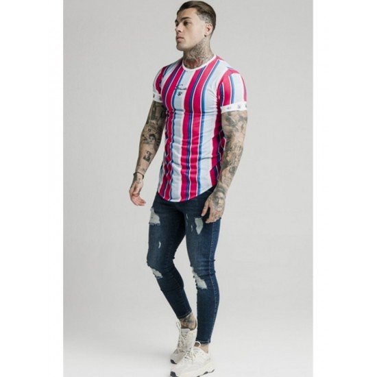  Summer Fashion Striped Contrast Color Men's T-Shirt