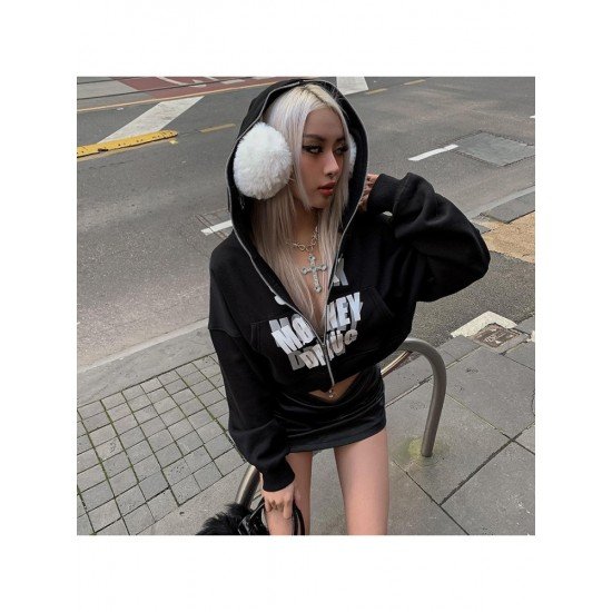  Casual Loose Printing Letter Hooded Women's Hoodie