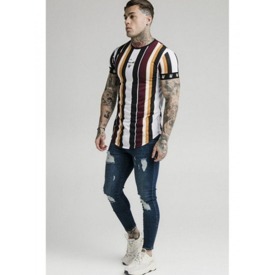  Summer Fashion Striped Contrast Color Men's T-Shirt