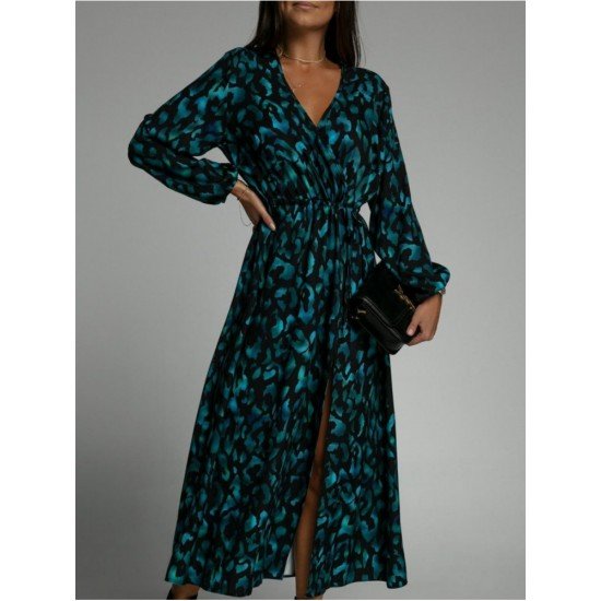  Vacation Printing Split Hem Women's Mid-length Dress