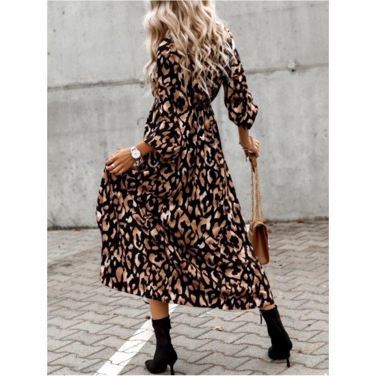  Vacation Printing Split Hem Women's Mid-length Dress