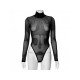 See Through Turtle Neck Long Sleeve Hot Drilling Bodysuits