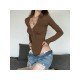  Pure Color Long Sleeve Women's Bodysuits