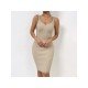  Sexy V Neck Pure Color Sleevelss Dress