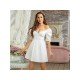 Summer White Backless Puff Sleeve Short Dress