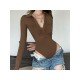  Pure Color Long Sleeve Women's Bodysuits