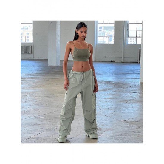 Summer Street Ladies Solid Loose Drawstring Cargo Trousers