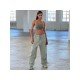 Summer Street Ladies Solid Loose Drawstring Cargo Trousers