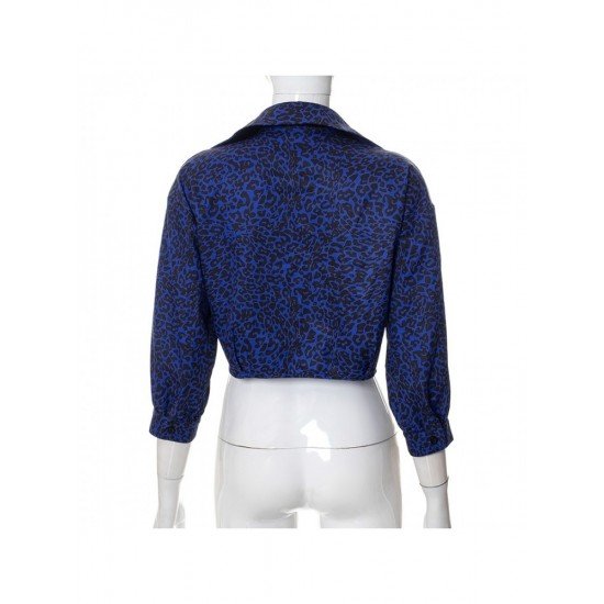 Casual Leopard Fall Cropped Blouse For Women