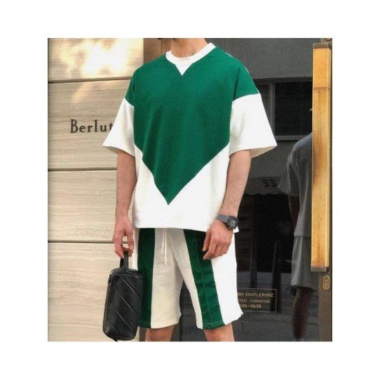 Color Blocking Summer Men 2 Piece Short Sets