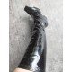 PU Solid Zipper Chunky High Boots