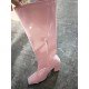 PU Solid Zipper Chunky High Boots