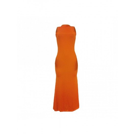  Pure Color Fishtail Sleeveless Dress For Women