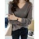  2022 Pure Color V-Neck Women Knitwear