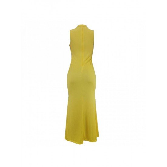  Pure Color Fishtail Sleeveless Dress For Women