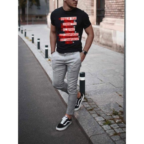 Letter Printing Men's Casual T-Shirt