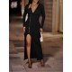  2022 Pure Color Slim Split Hem Long Dress