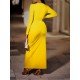  2022 Pure Color Slim Split Hem Long Dress