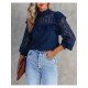  2022 Pure Color Lace Women's Long Sleeve Top