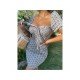  Summer Square Collar Floral Backless Women's Short Dress