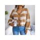  Fashion V Neck Contrast Color Women's Sweater