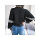  Fashion V Neck Contrast Color Women's Sweater