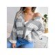  Fashion V Neck Contrast Color Women's Sweater