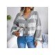  Fashion V Neck Contrast Color Women's Sweater