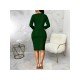  Fashion Printing Patchwork Women's Long Sleeve Dress