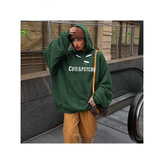 Street Loose Ripped Pocket Hoodies Tops