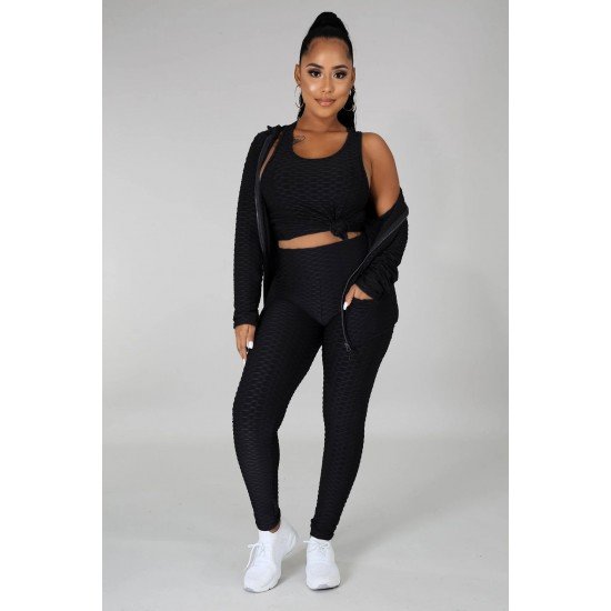 Sports Tank Hooded Coat 3 Piece Pant Sets