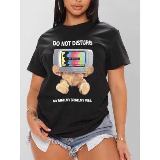 Cute Graphic Crew Neck T Shirts For Women