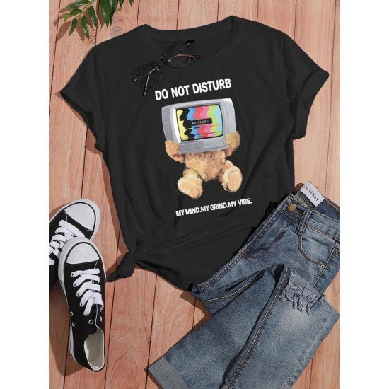 Cute Graphic Crew Neck T Shirts For Women