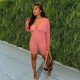  Sexy Pure Color Backless V Neck Long Sleeve Rompers