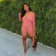  Sexy Pure Color Backless V Neck Long Sleeve Rompers