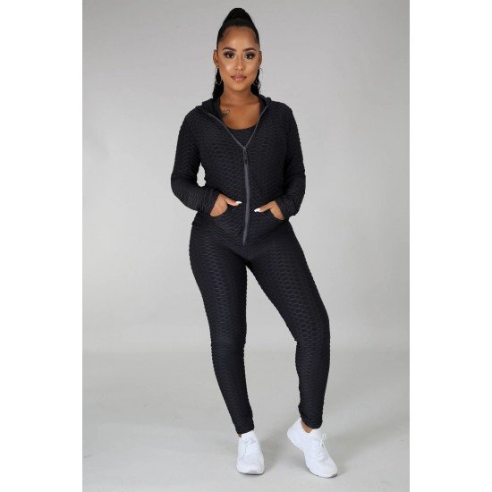 Sports Tank Hooded Coat 3 Piece Pant Sets