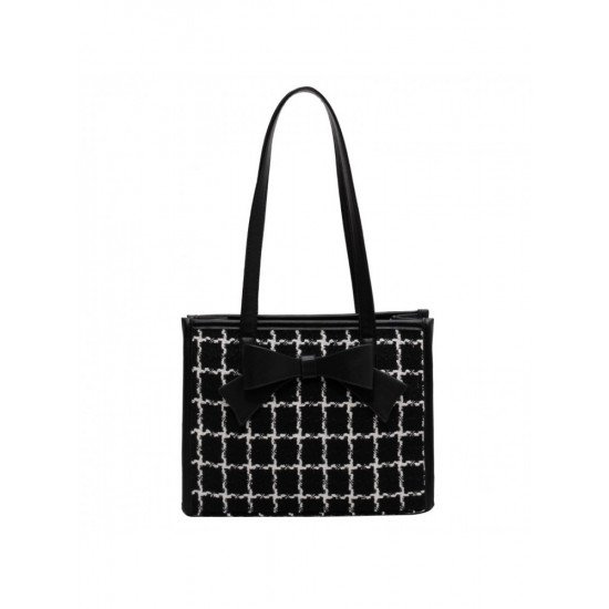  Zebra Stripes Grid Bow School Tote Bags