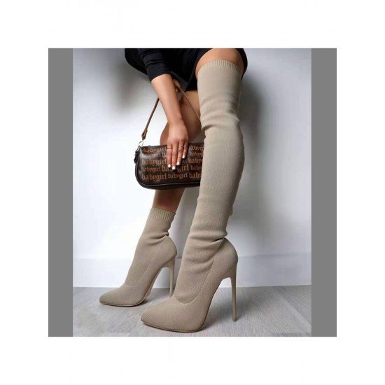 Stylish Solid Over The Knee Stiletto High Boots