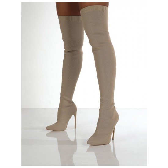 Stylish Solid Over The Knee Stiletto High Boots