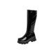 Ladies Black Solid Platform Mid Calf Boots