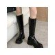 Ladies Black Solid Platform Mid Calf Boots