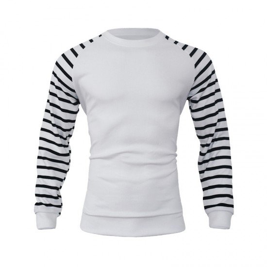 Black Striped Crew Neck Sweatshirts For Men